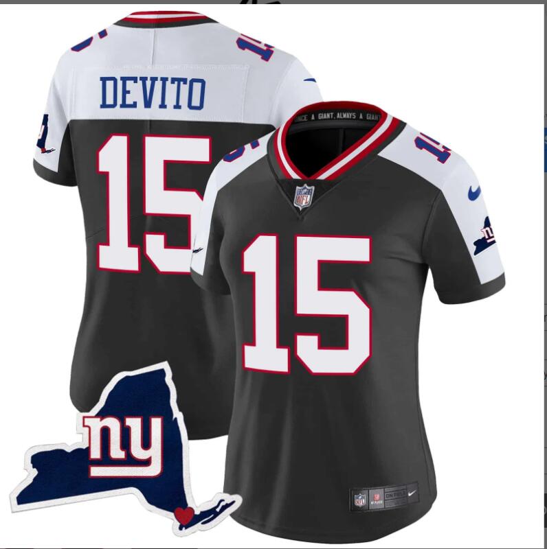 Women New York Giants #15 Devito Limited 2024 NFL Nike black jerseys